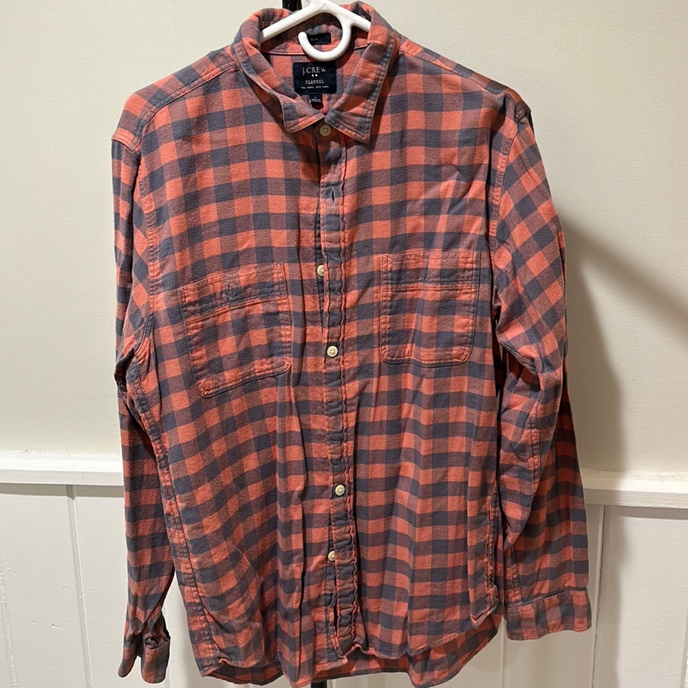 J. Crew Flannel (Pale Red & Blue)